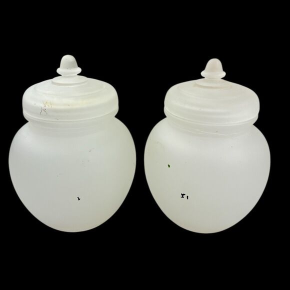 40's Frosted Glass Pink Floral Apothecary Jar Container Vintage 7pc Nursery Set - Picture 12 of 12